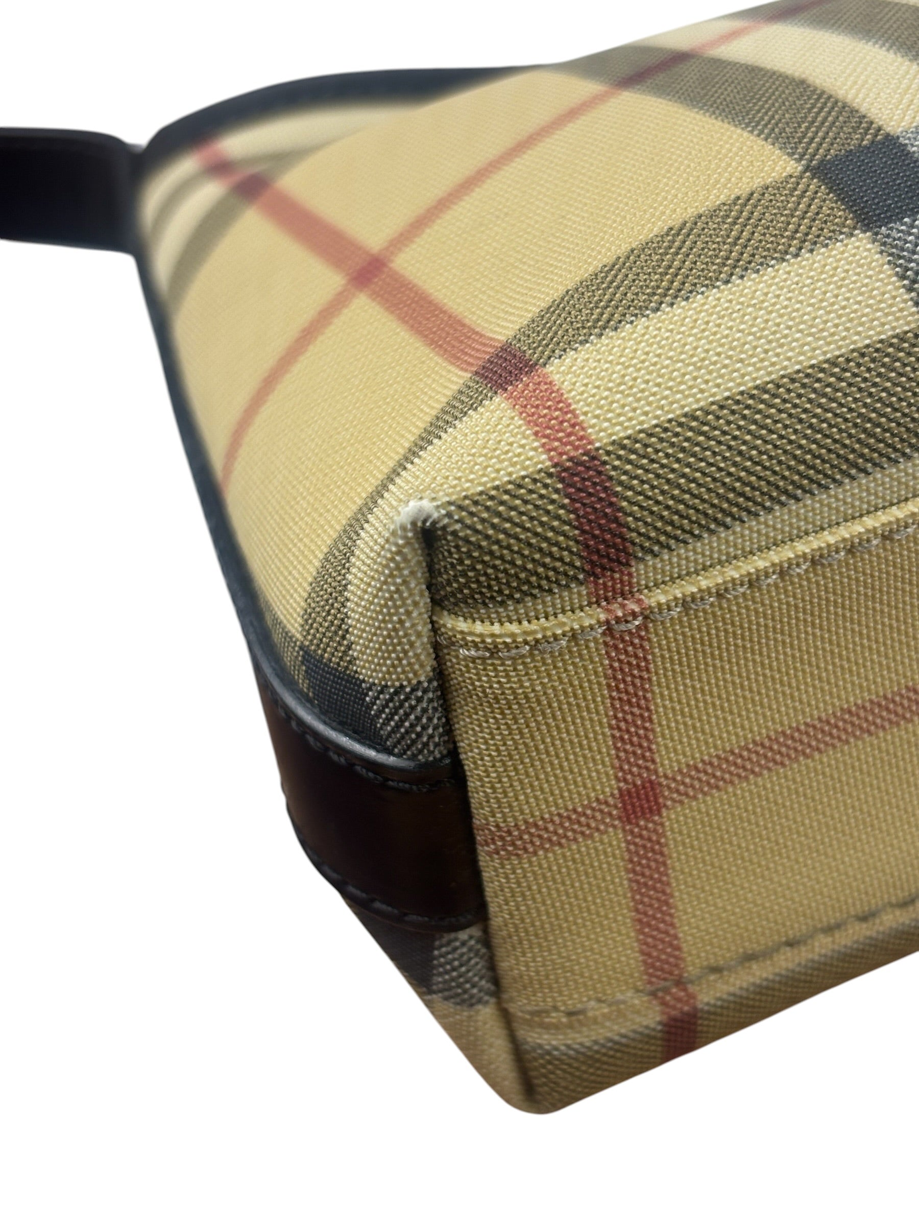 Burberry Black Leather Trim House Check Pochette