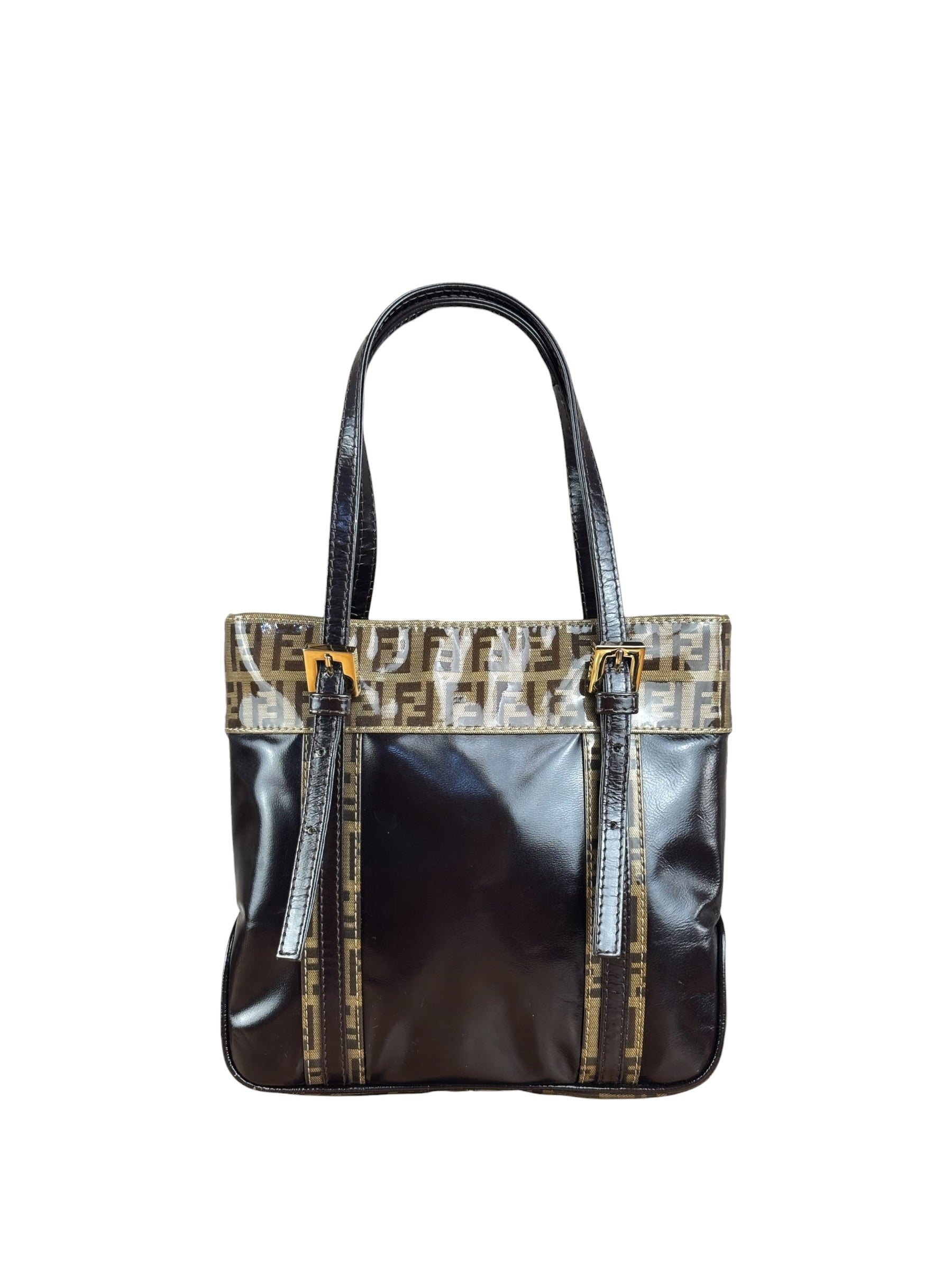 Fendi Vintage Zucca Patent Canvas Tote Bag