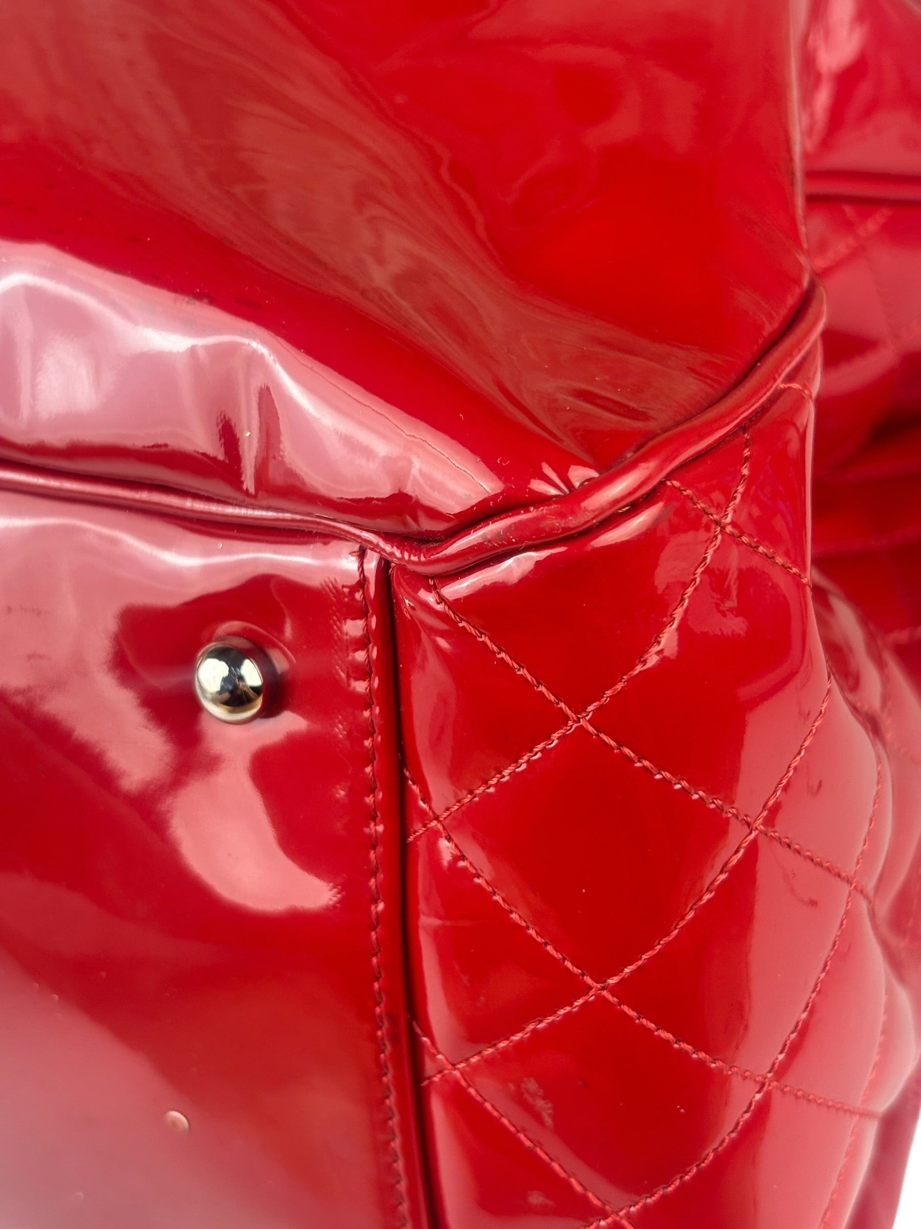 Chanel Lipstick Red Patent Leather Paris-Venice CC Jumbo Tote 2010