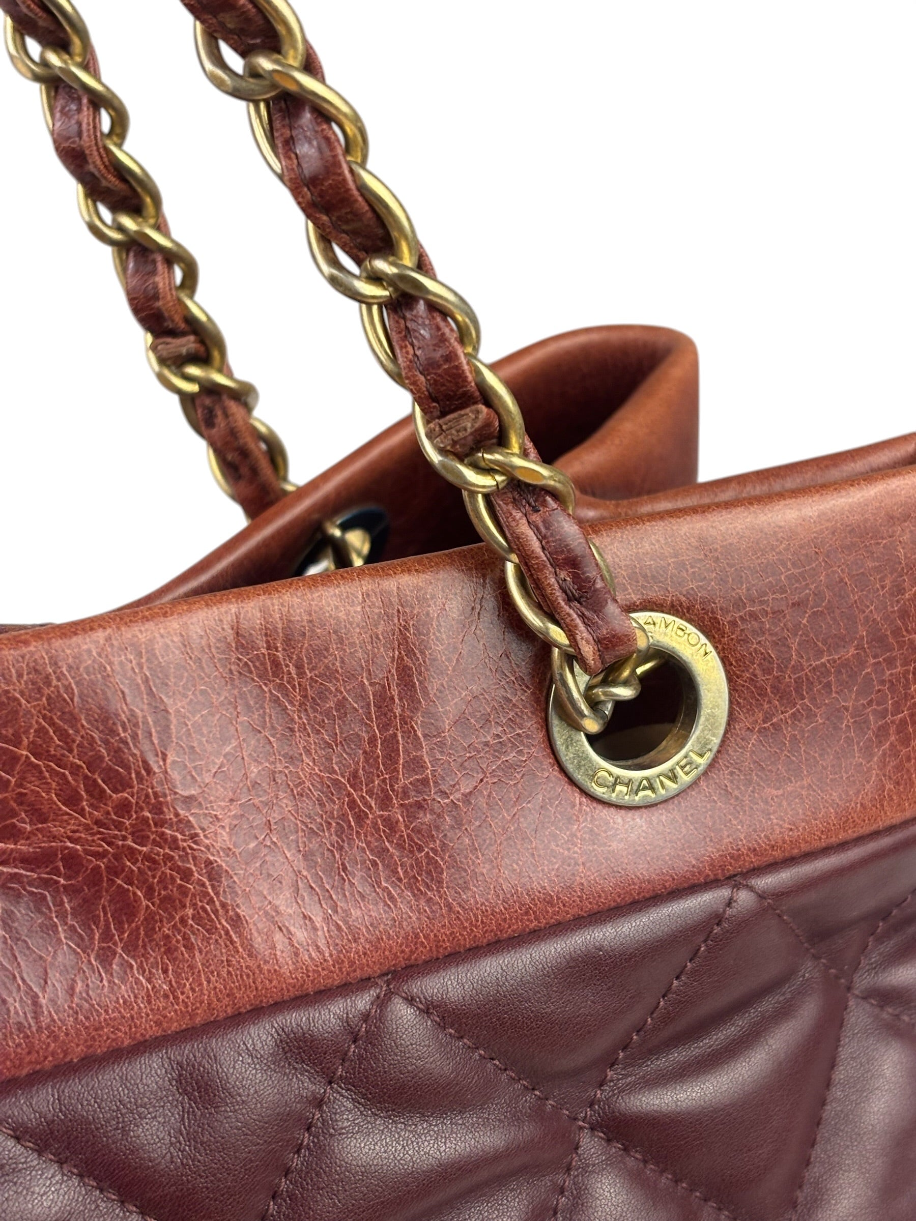 Chanel Bi-Color Burgundy Quilted Soft Elegance Tote 2014