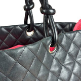 Chanel Black Leather Cambon Ligne large Tote Shoulder Bag 2004