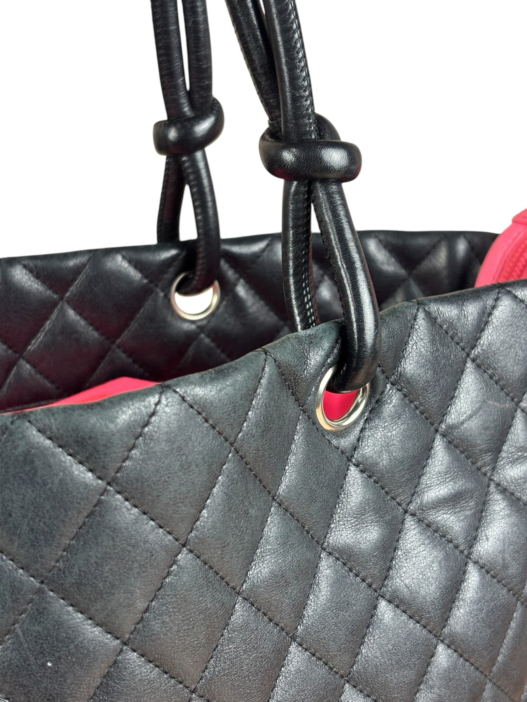 Chanel Black Leather Cambon Ligne large Tote Shoulder Bag 2004
