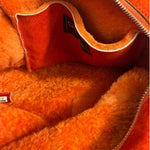 Chanel Orange Suede Shearling Patchwork Shoulder Bag 2001