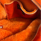Chanel Orange Suede Shearling Patchwork Shoulder Bag 2001