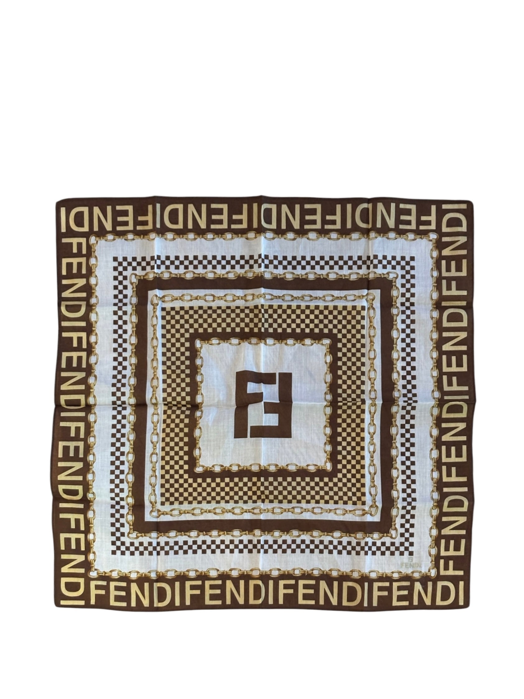 Fendi Vintage Chain Zucca Monogram Handkerchief Scarf