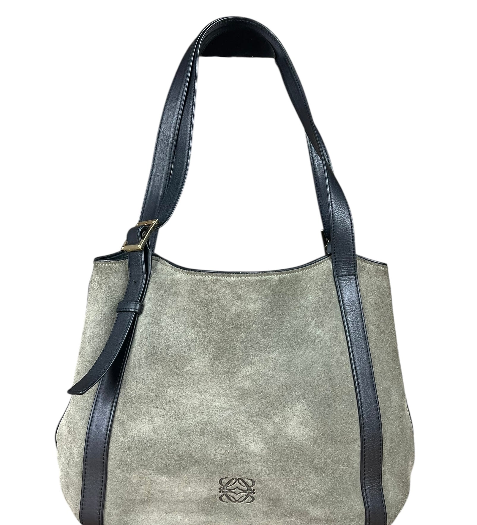 Loewe Suede Anagram Shoulder Tote Olive