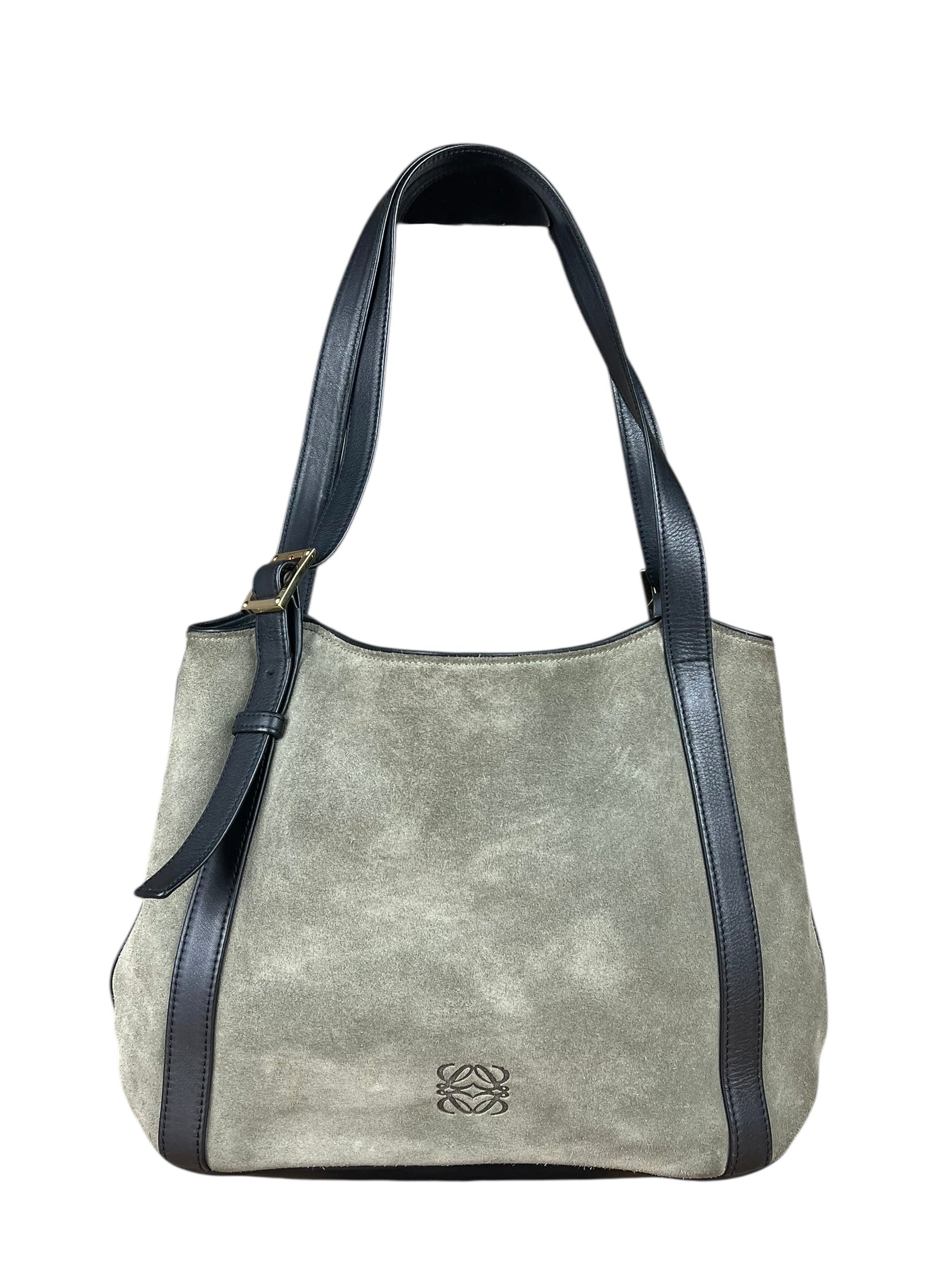 Loewe Suede Anagram Shoulder Tote Olive