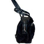 Salvatore Ferragamo Black Rabbit Fur Leather Trim Shoulder Bag