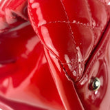 Chanel Red Patent Quilted Leather Large Just Mademoiselle Bowling Bag