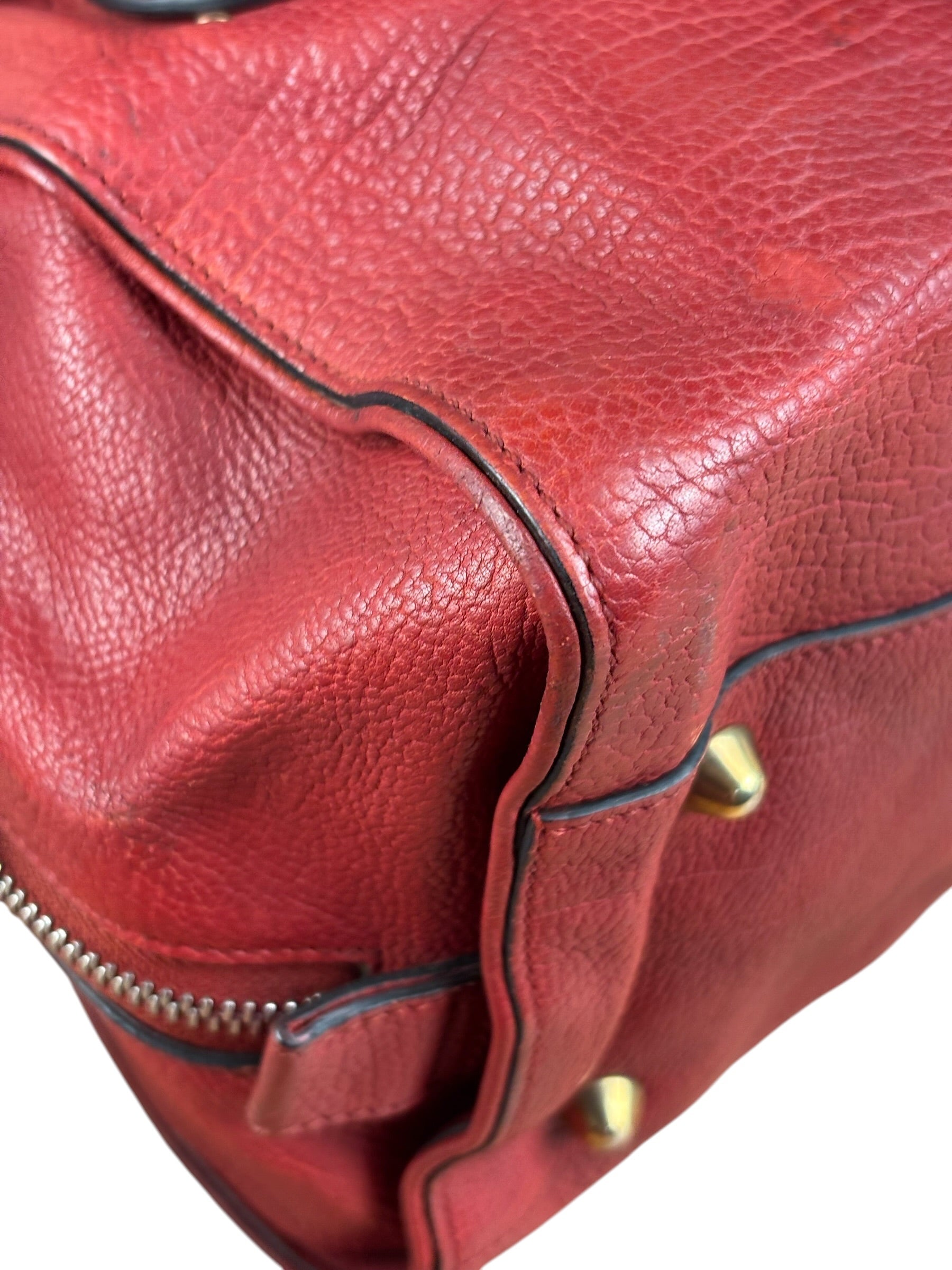 Chloe Red Leather Paddington Medium Satchel Two-Way Bag