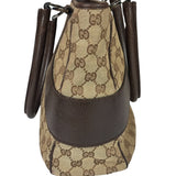 Gucci Brown Leather Trim GG Supreme Shoulder Bag