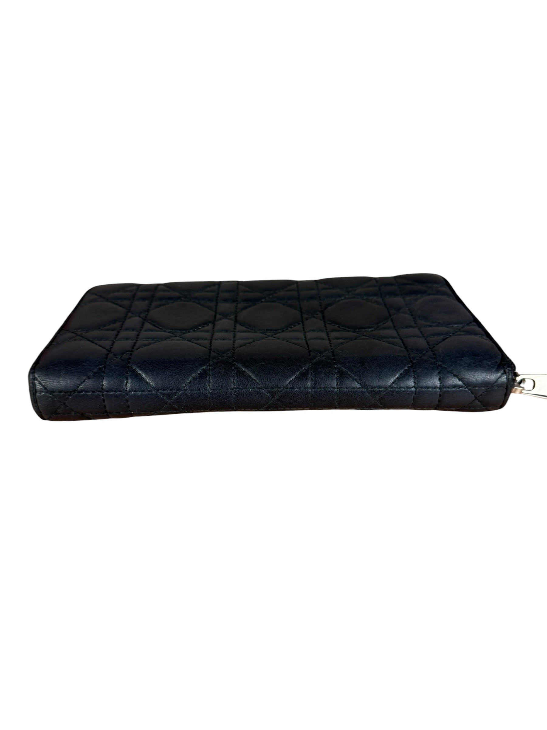 Christian Dior Vintage Black Quilted Leather Zippy Wallet