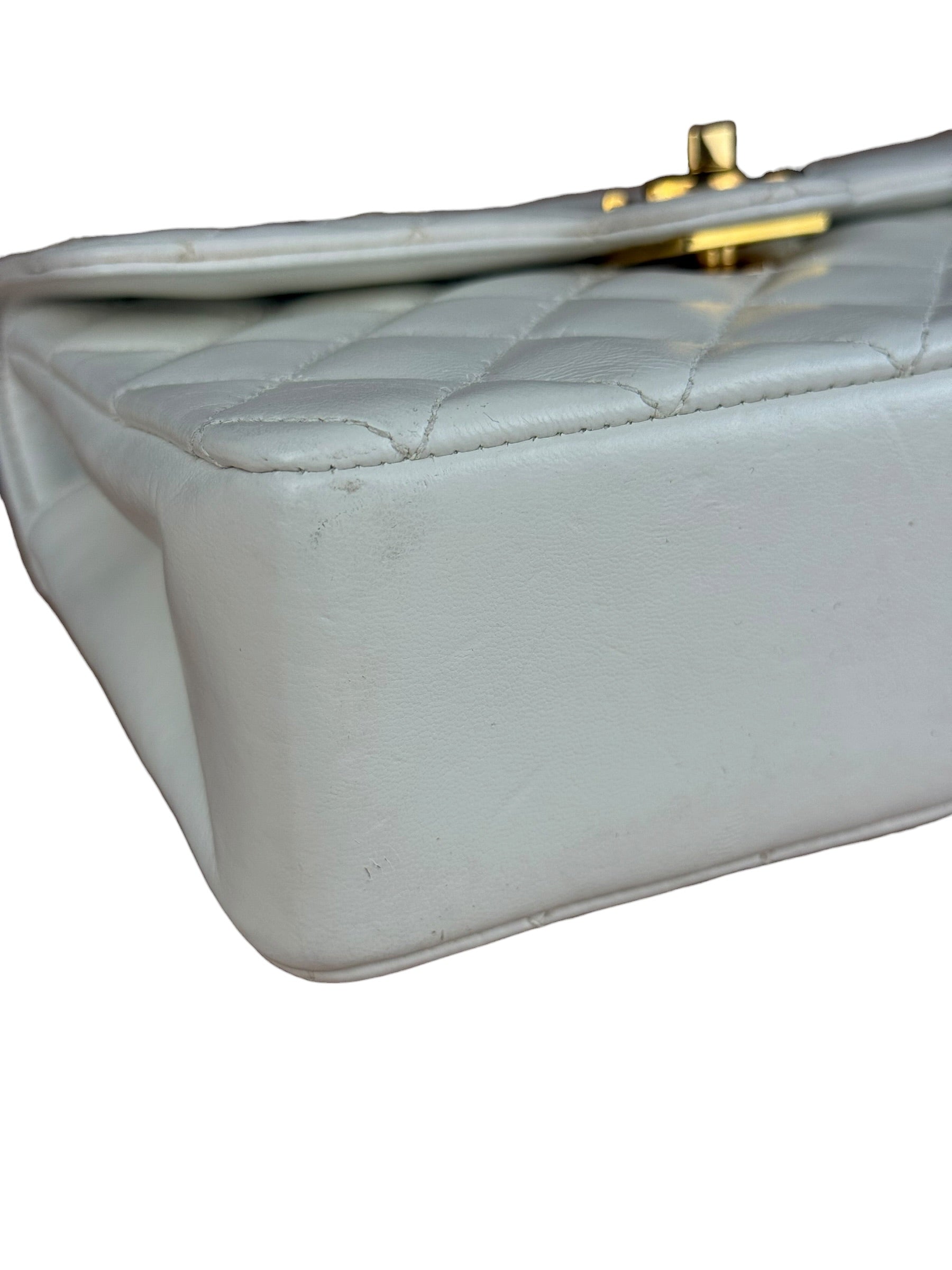 Chanel White Calfskin Square Mini Flap 1994