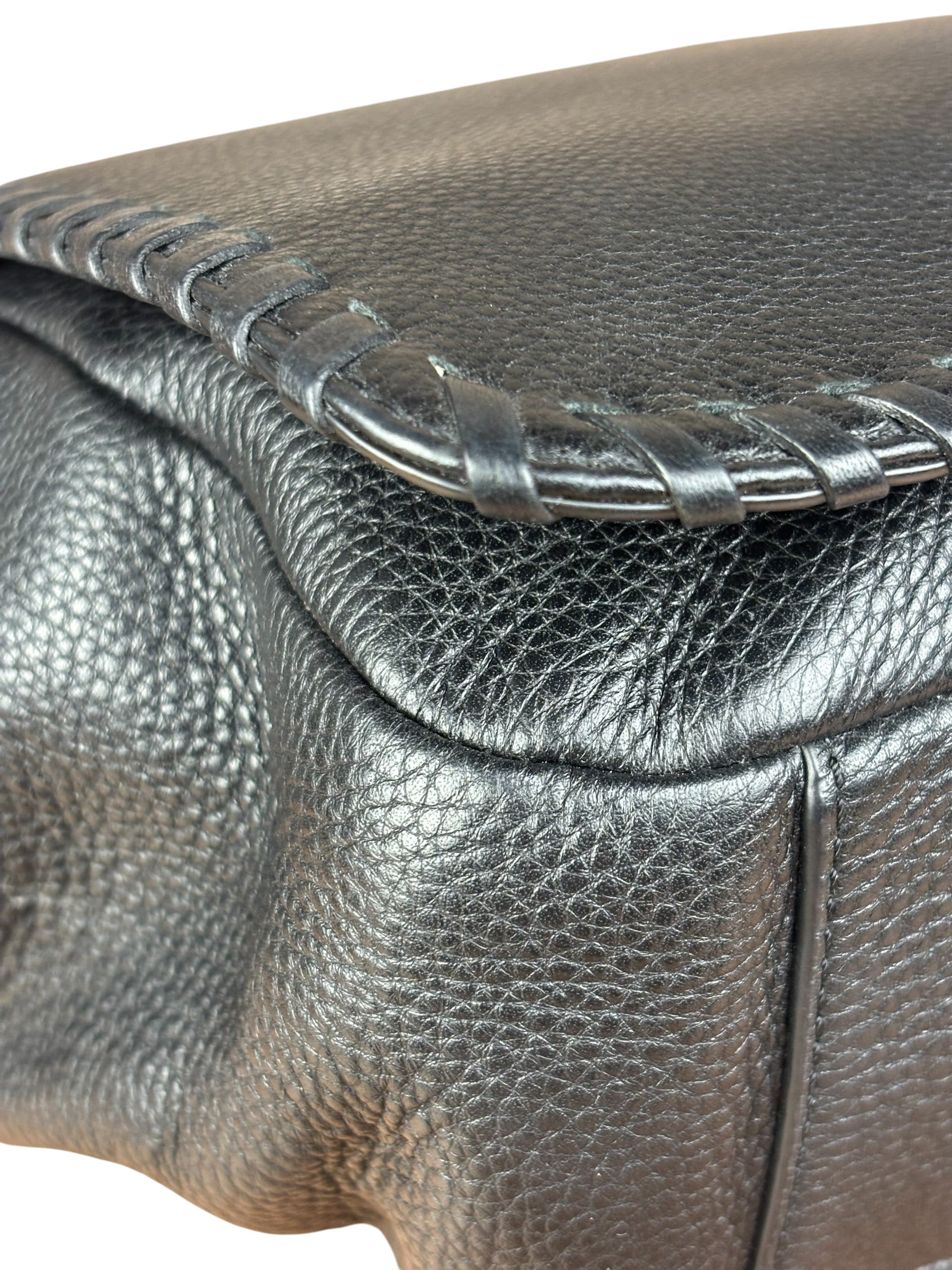 Tory Burch Black Marion Whipstitch Flap Shoulder Bag