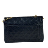 Chanel Vintage Navy Quilted Lambskin Flap Bag 1989
