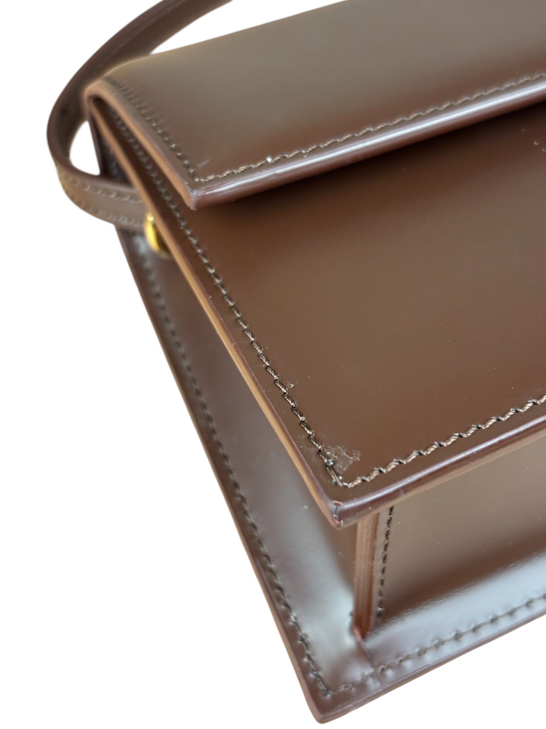 Jacquemus Dark Brown Leather Le Bambino Shoulder Bag