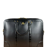 Gucci Croc-Trim Leather Briefcase
