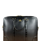 Gucci Croc-Trim Leather Briefcase