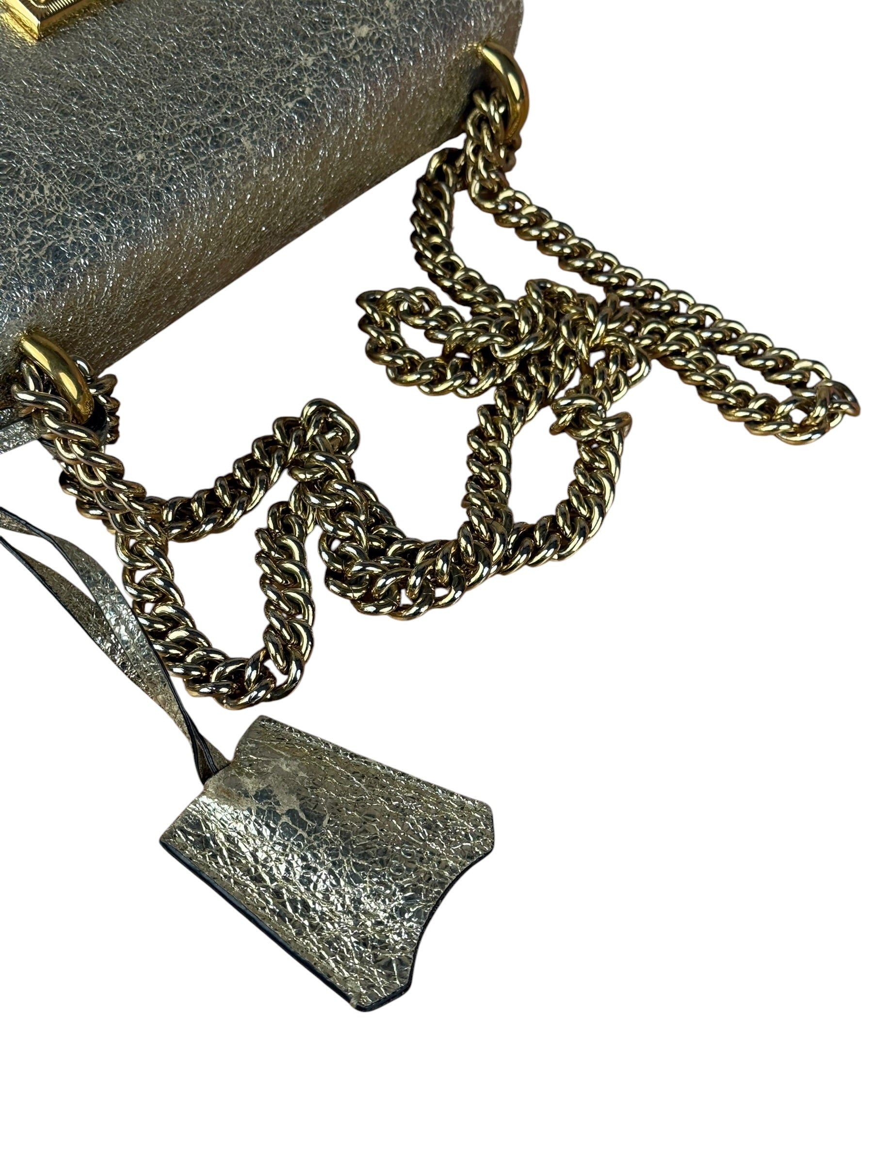 Gucci Gold Metallic Padlock Small Chain Shoulder Bag