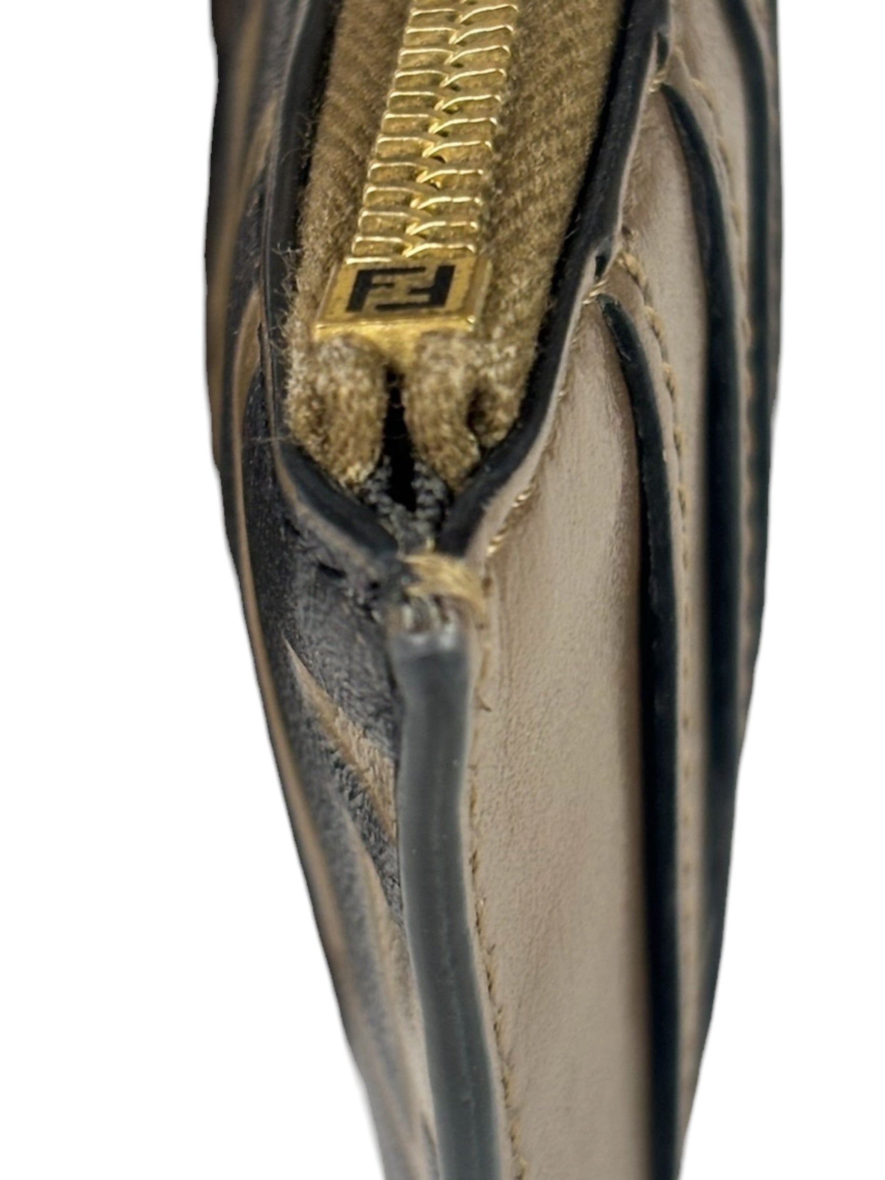 Fendi Brown Leather FF Zip Coin/Card Case