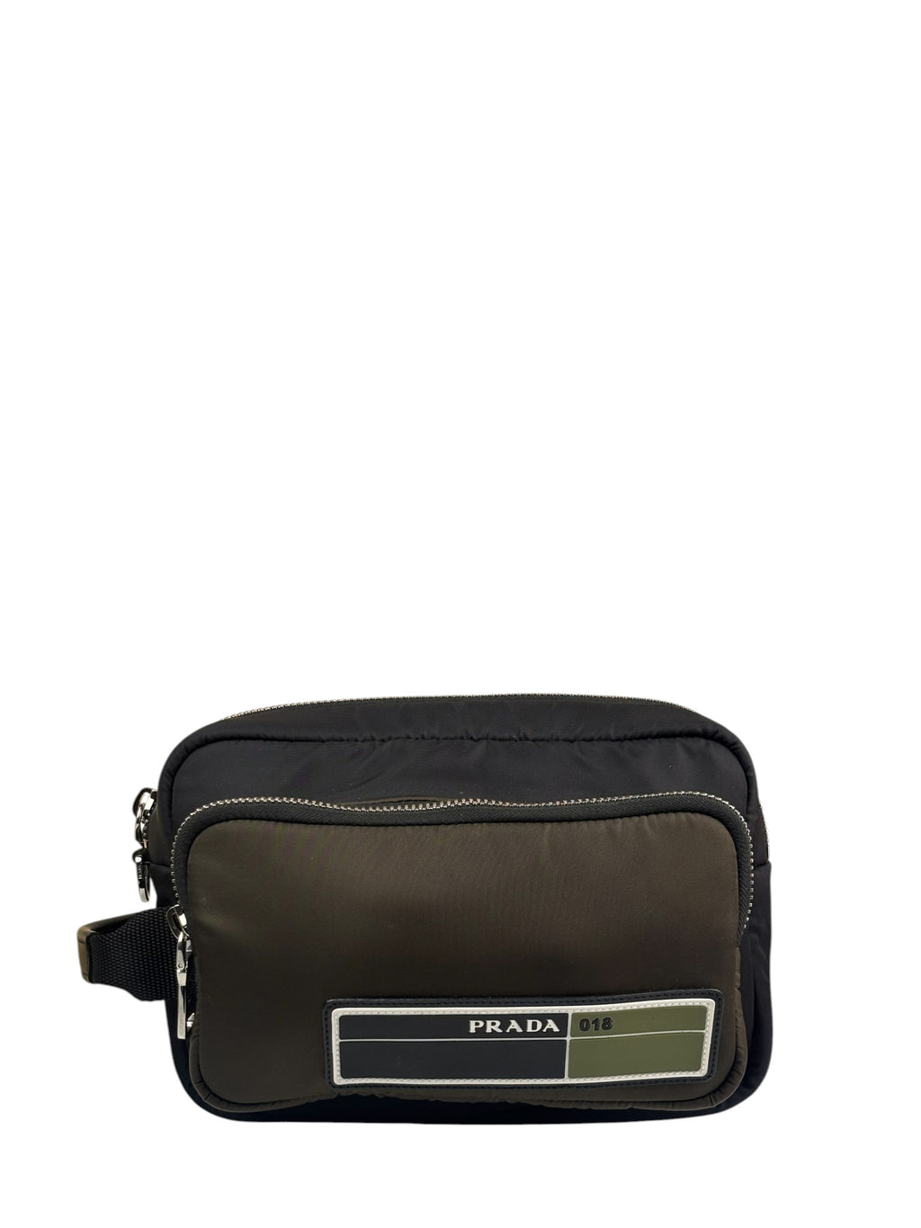Prada Green/Black Tessuto Nylon Multi-Pocket Vanity Bag