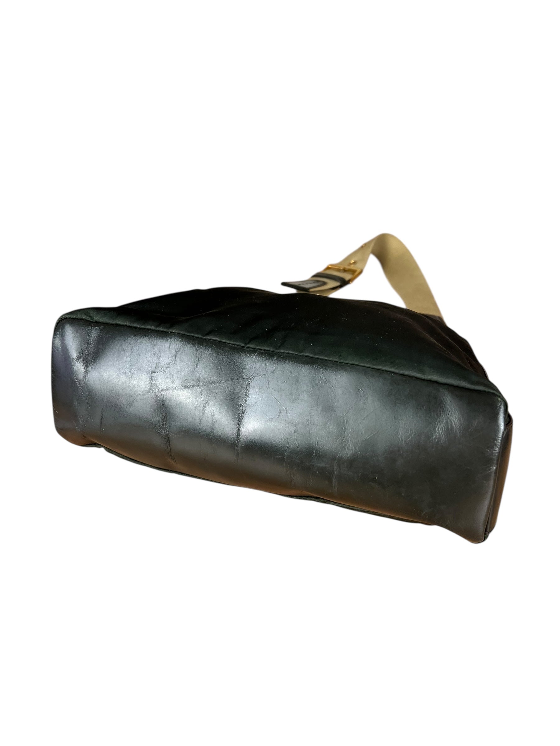 Prada Shoulder Bag Green Canvas Strap