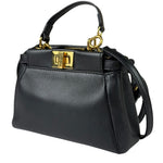 Fendi Black Leather Nano Peekaboo Two-Way Bag
