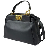 Fendi Black Leather Nano Peekaboo Two-Way Bag