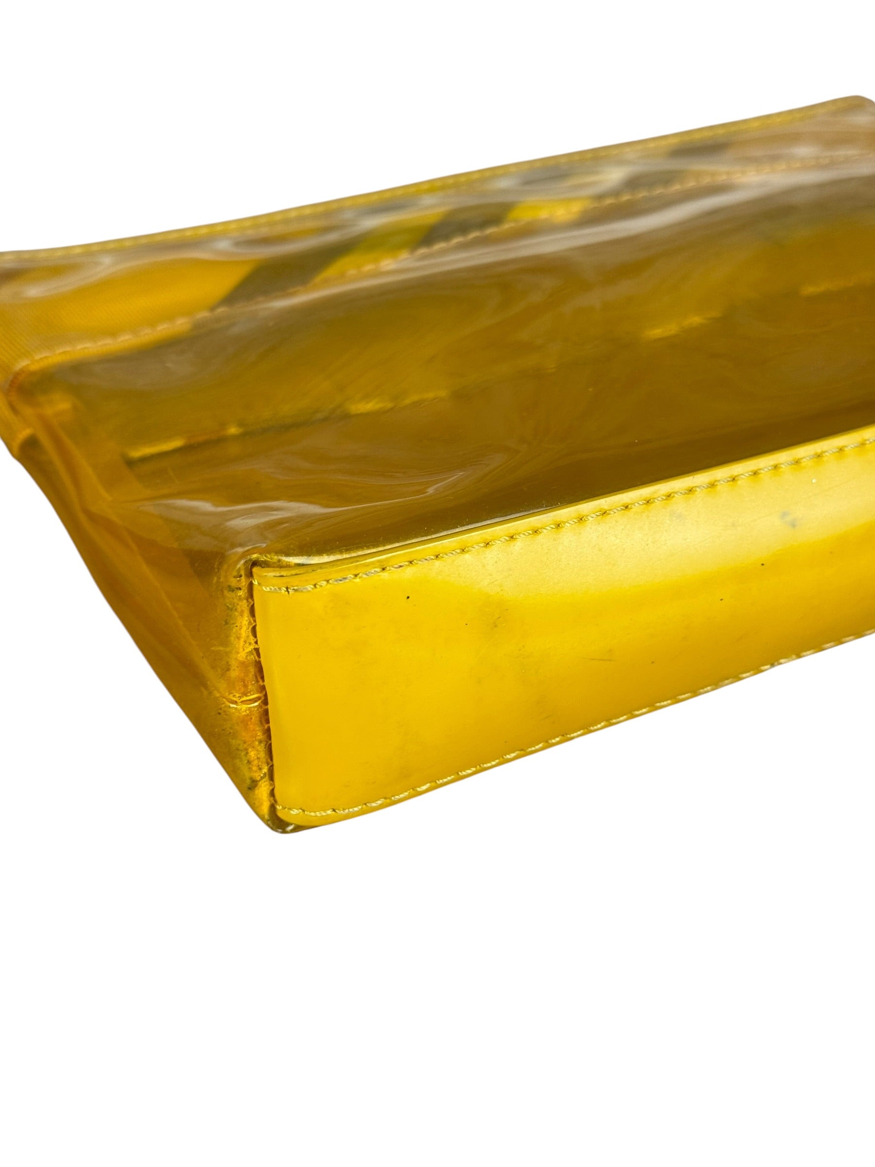 Burberry Yellow Vinyl Check Cosmetic Pouch
