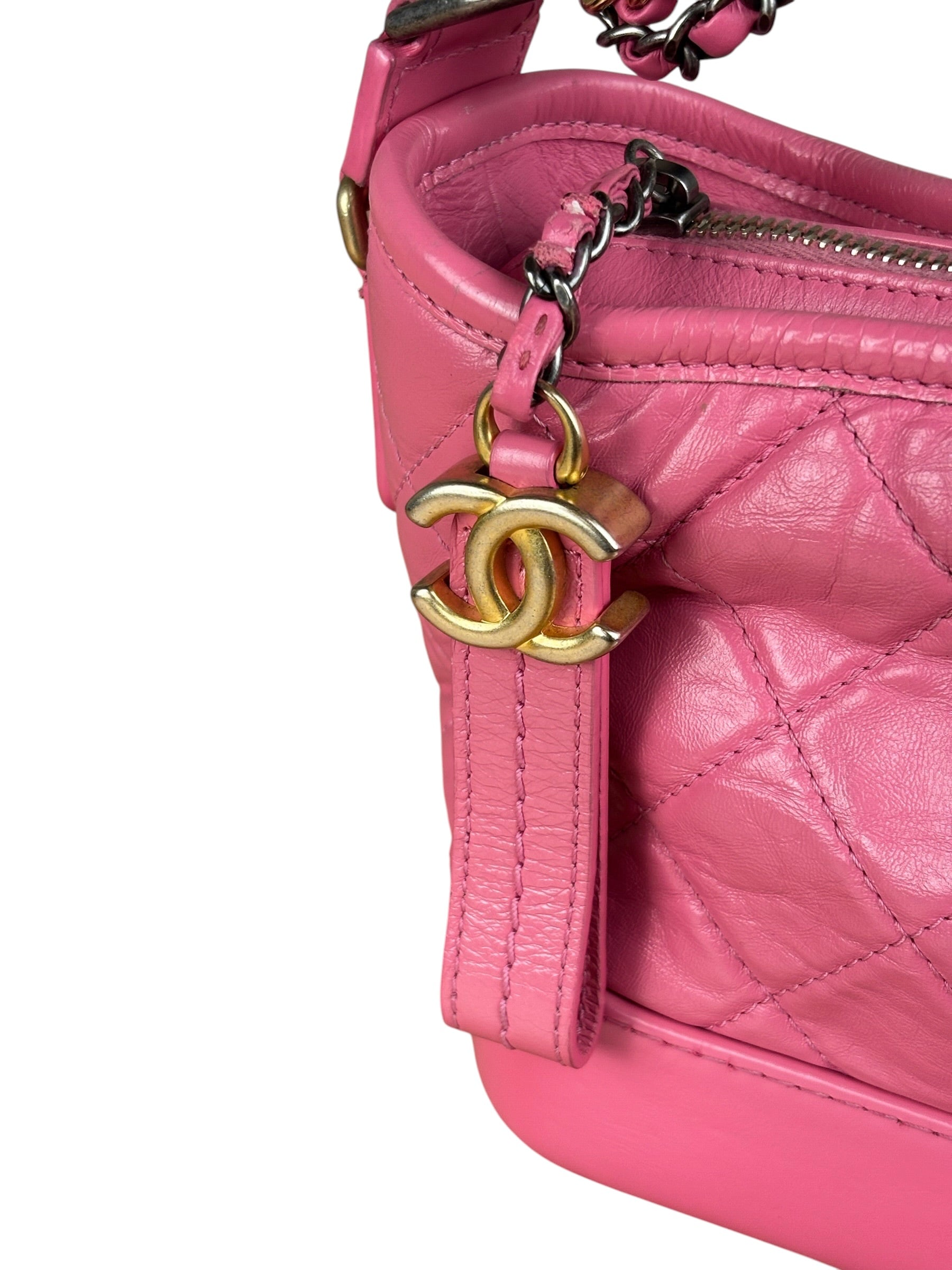 Chanel Pink Quilted Leather Small Gabrielle Hobo Bag 2019