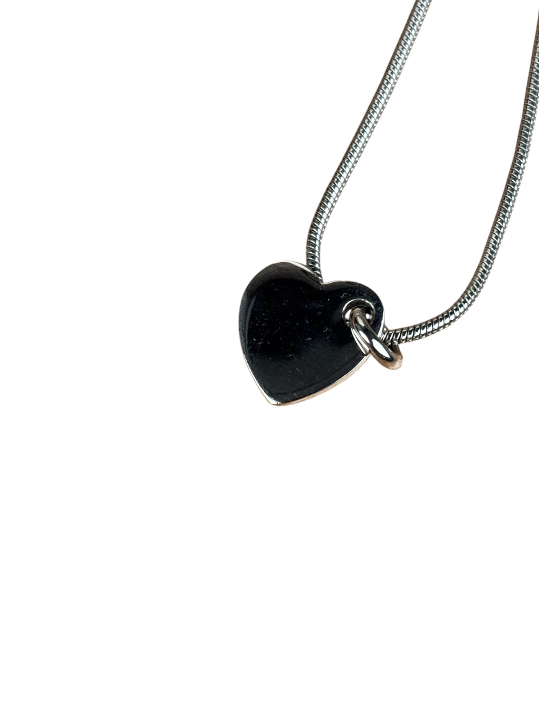 Christian Dior Dainty Sterling Silver Heart Pendant Necklace