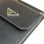 Prada Black Leather Saffiano Phone Holder