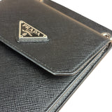 Prada Black Leather Saffiano Phone Holder
