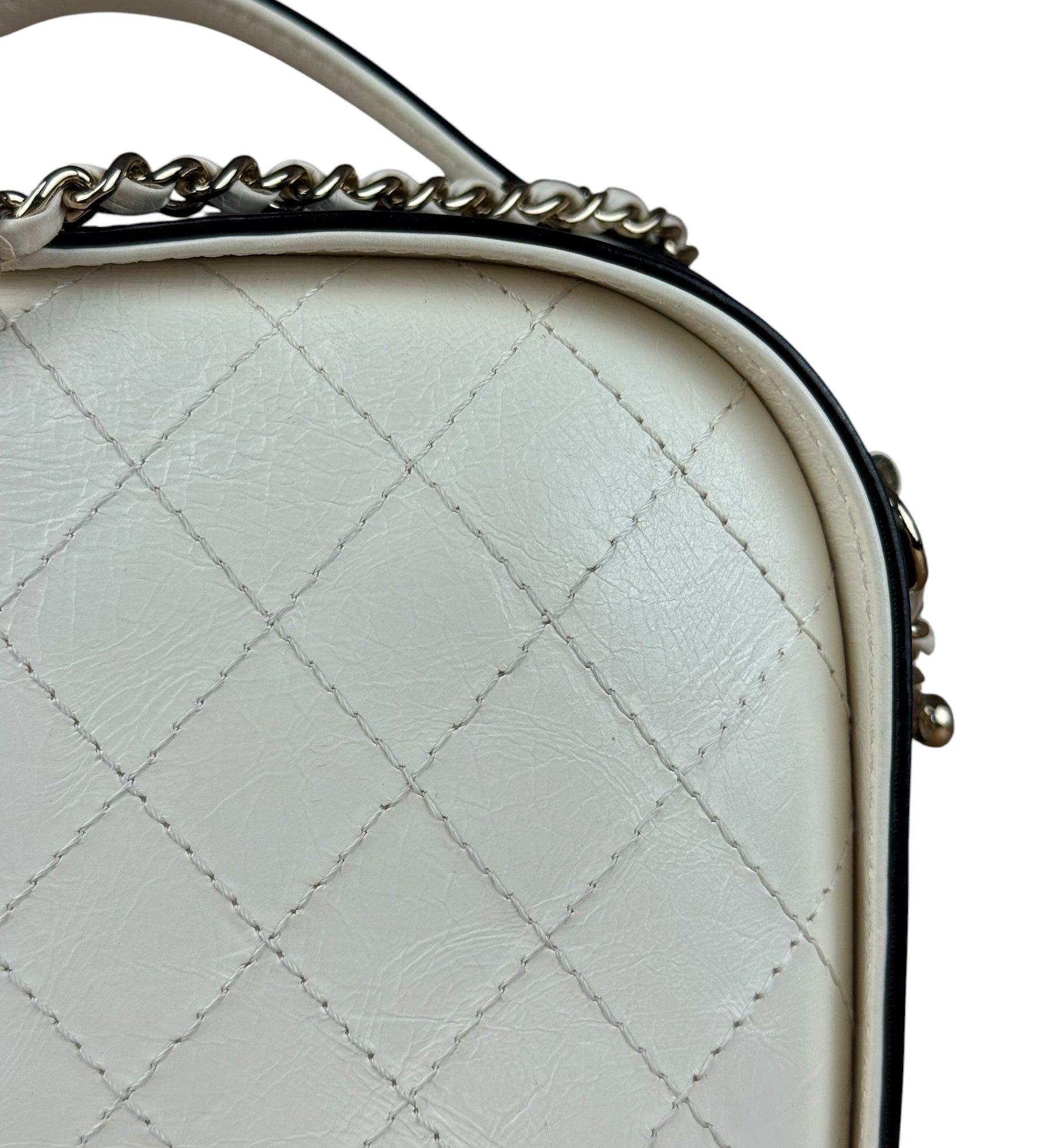Chanel White/Black Quilted Leather 2Way Vanity Bag 2019