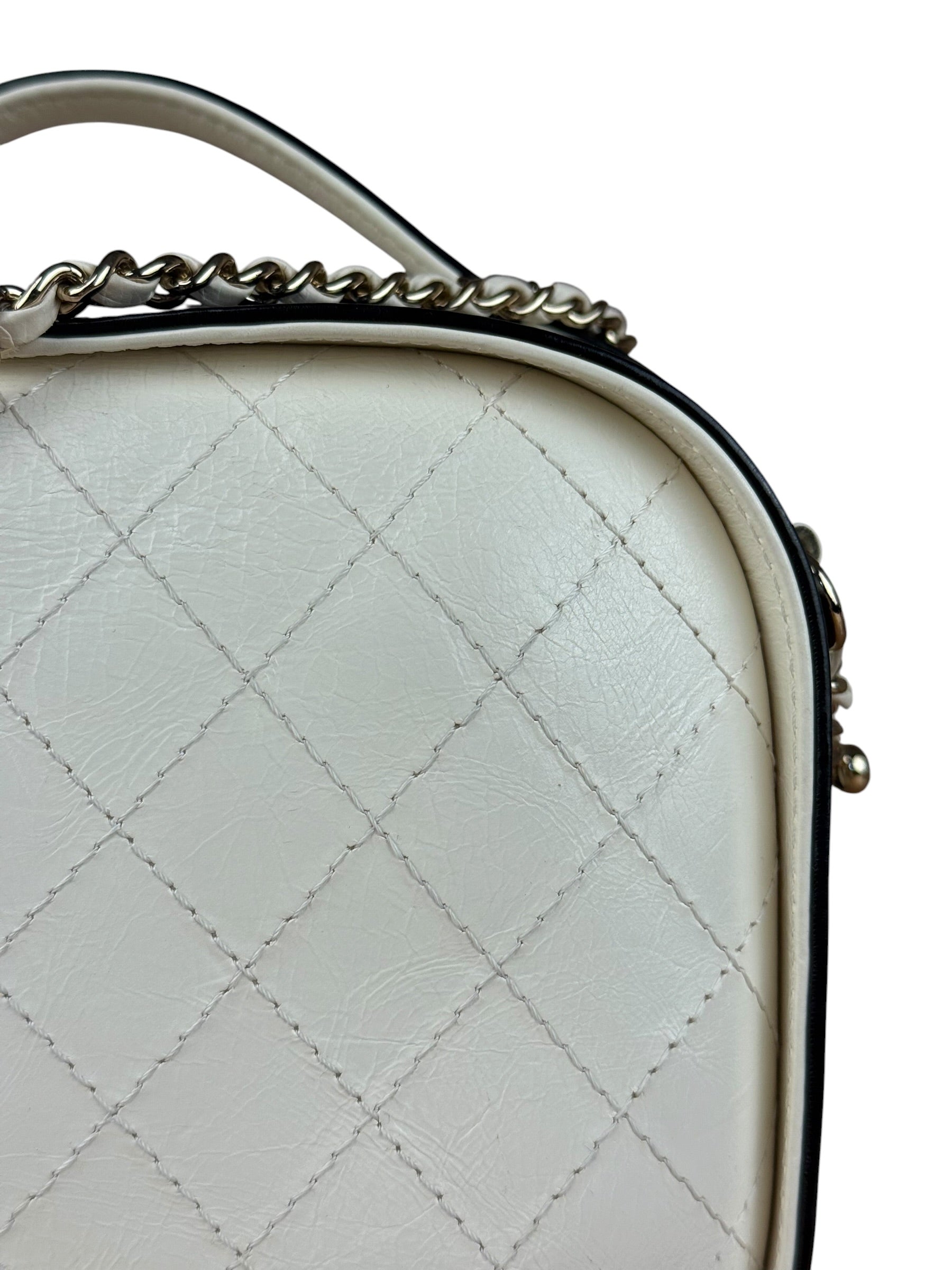 Chanel White/Black Quilted Leather 2Way Vanity Bag 2019