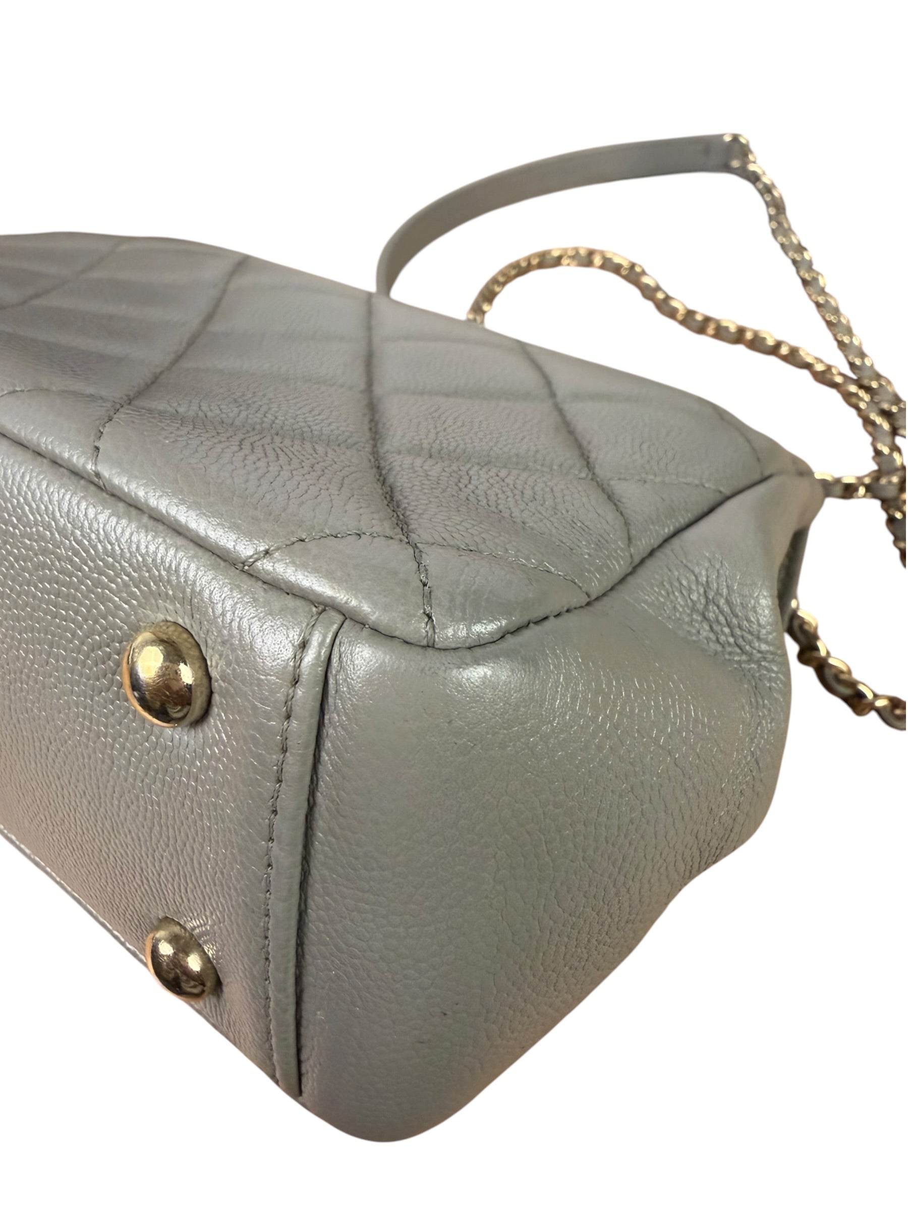 Chanel Grey Quilted Leather Mini Business Affinity Flap Bag 2019