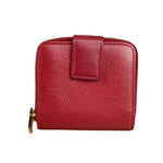 Yves Saint Laurent Red Leather Bifold Zip Mini Wallet