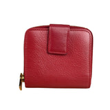 Yves Saint Laurent Red Leather Bifold Zip Mini Wallet