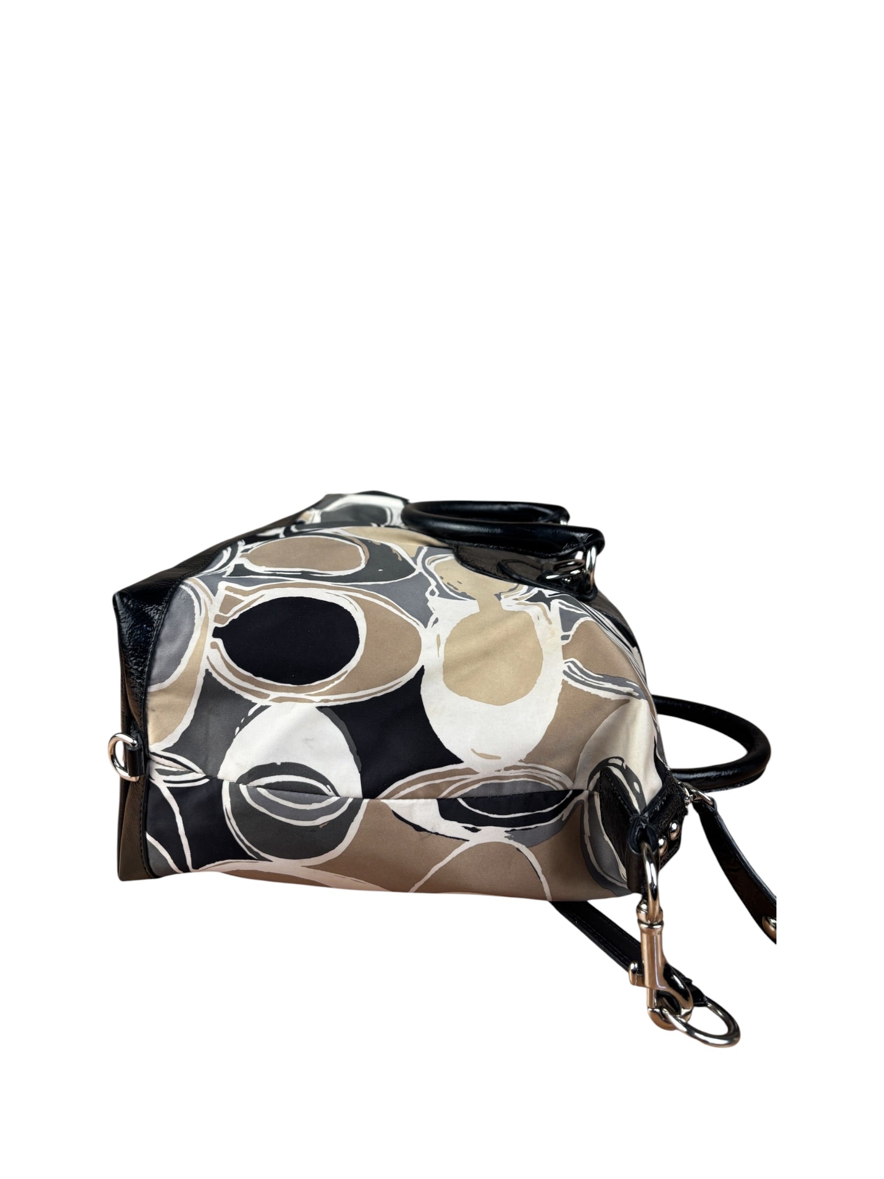 Coach Vintage Trim Leather Hand Drawn Scarf Print Satchel Two-Way Bag