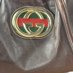 Gucci Brown Web Britt Hobo Leather Shoulder Bag
