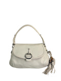 Gucci White Leather Techno Horsebit Shoulder Bag