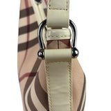 Burberry Beige Leather Trim Nova Check Hobo Bag