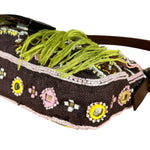 Fendi Canvas Baguette Dark Brown Beaded