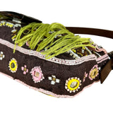 Fendi Canvas Baguette Dark Brown Beaded