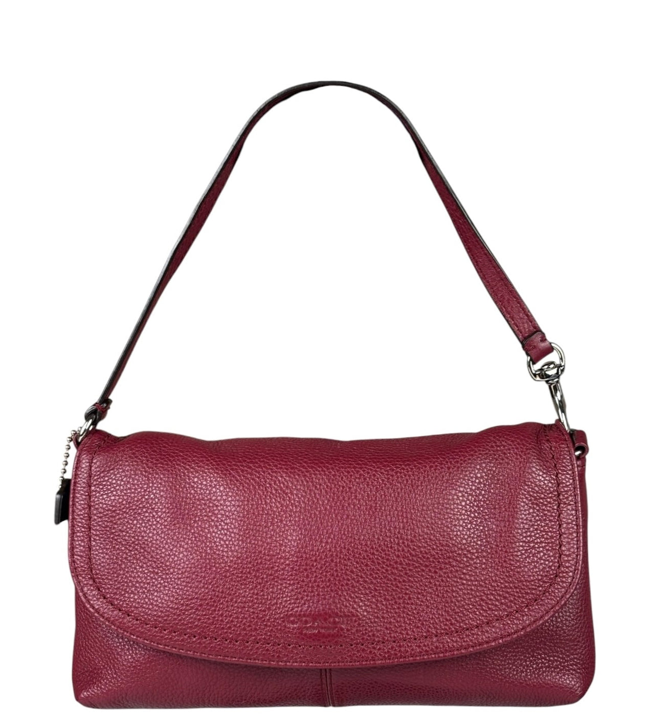 Coach Burgundy Pebbled Leather Flap Pochette