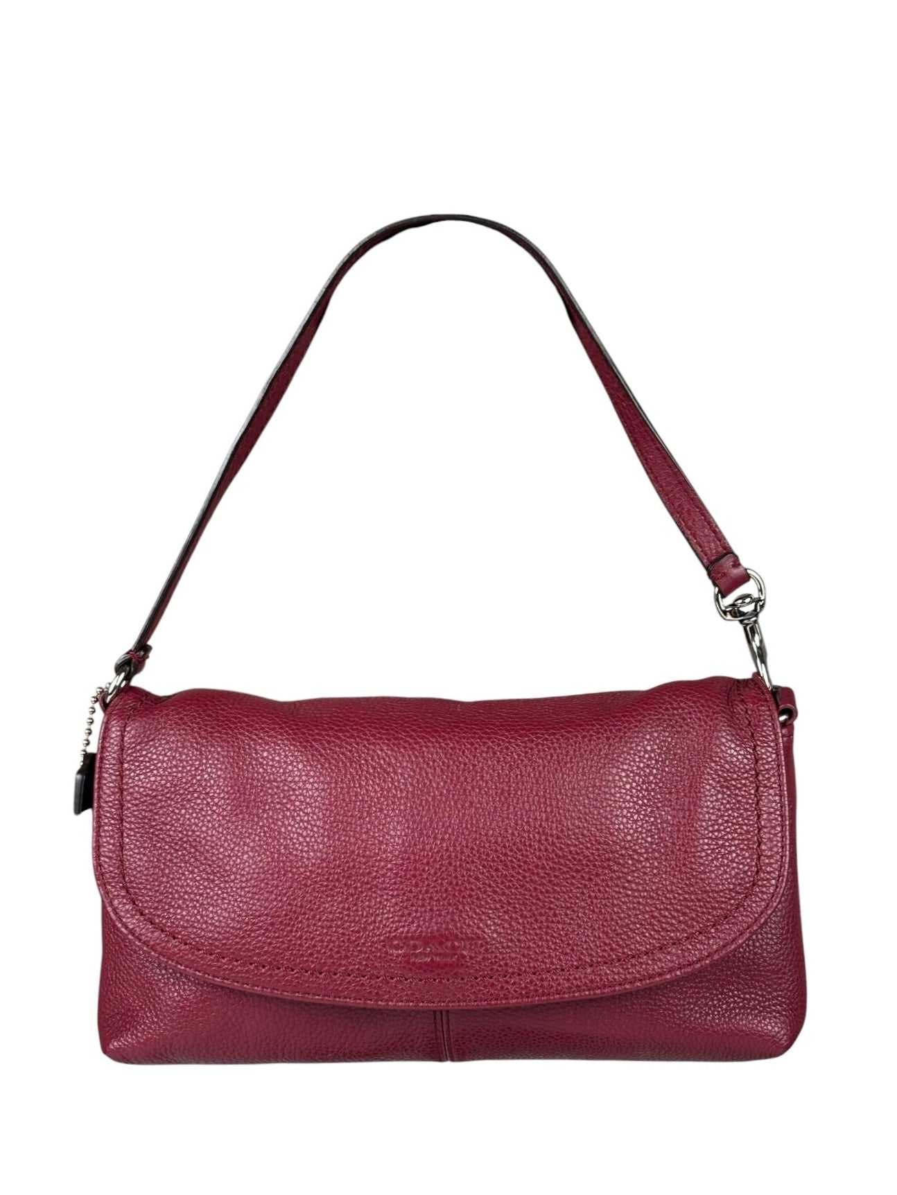 Coach Burgundy Pebbled Leather Flap Pochette