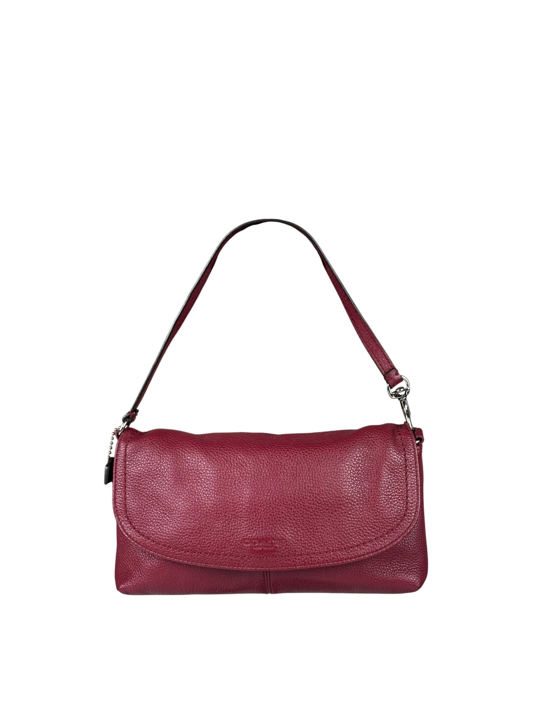 Coach Burgundy Pebbled Leather Flap Pochette