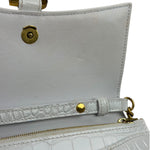 Balenciaga White Crocodile Embossed Hourglass Wallet On Chain