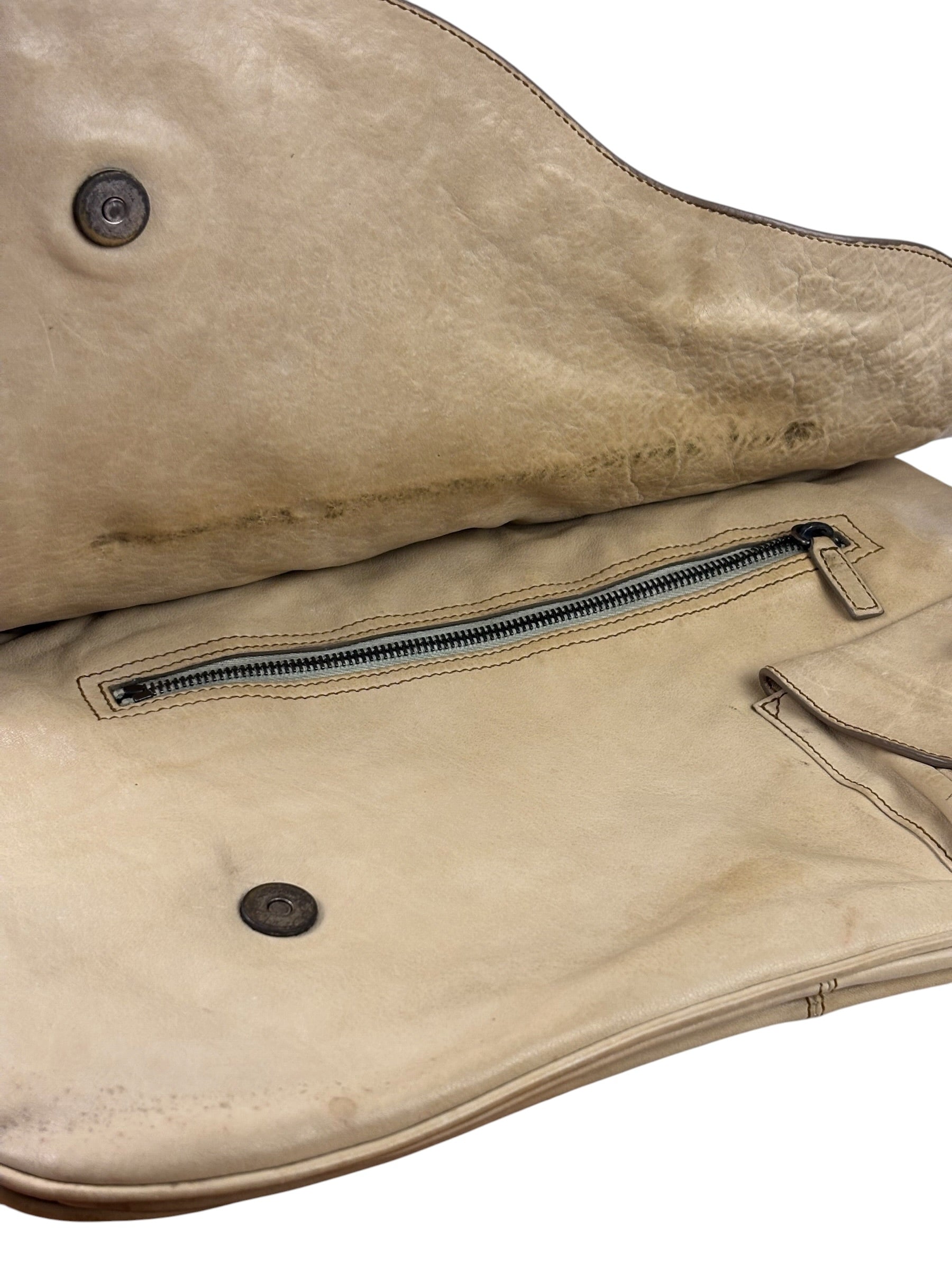 Christian Dior Beige Large Gaucho Double Saddle Shoulder Bag