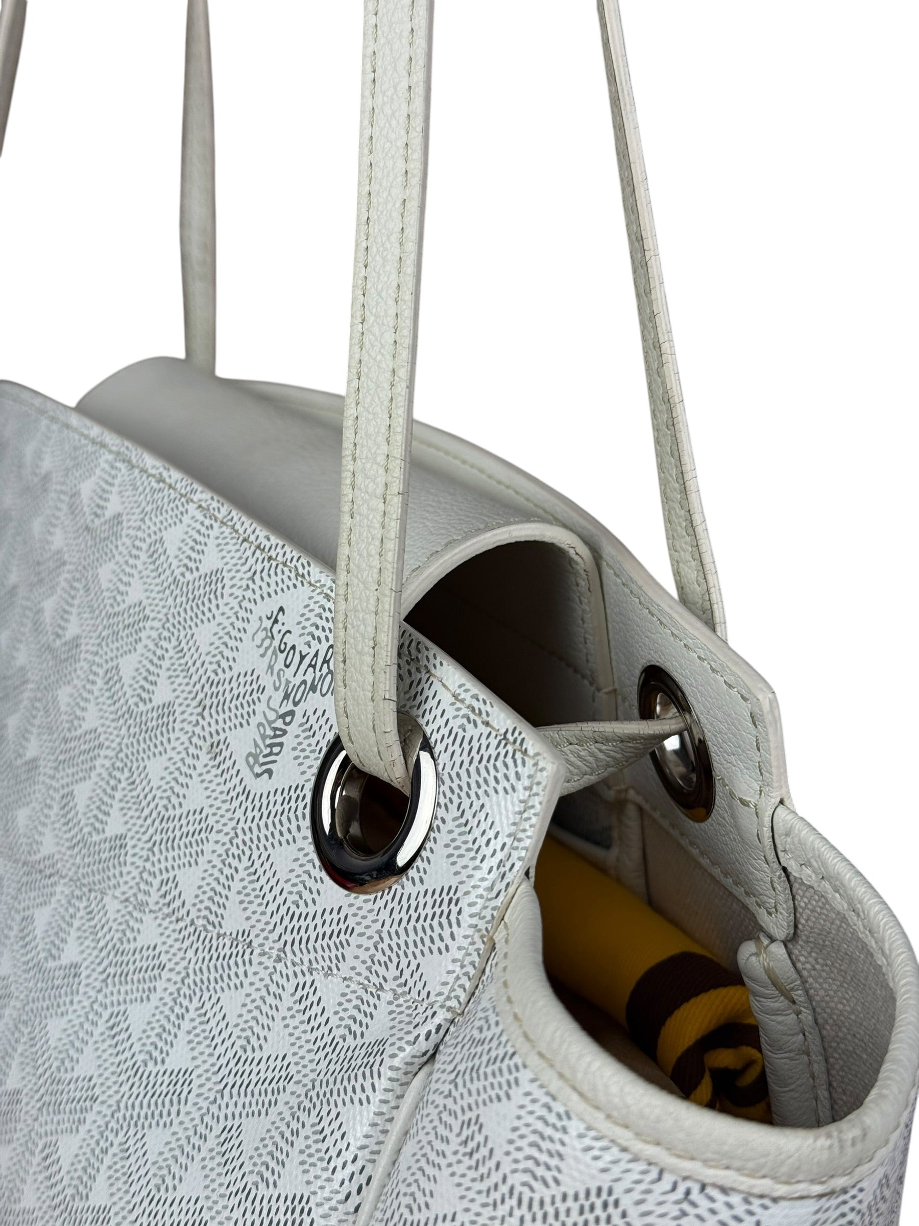 Goyard White Goyardine Sac Rouette PM Shoulder Tote